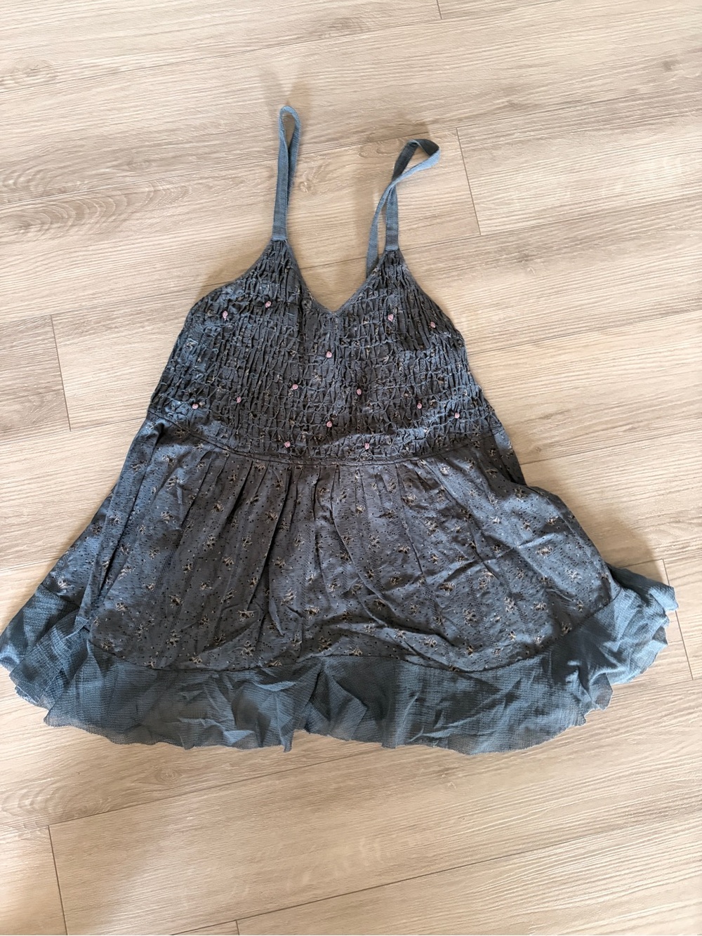 Free People charcoal gray floral tank top